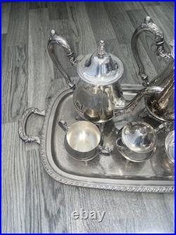 Beautiful Vintage Oneida LTD Plate 6 piece Coffee/Tea Service Set & Tray