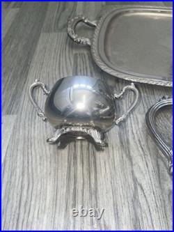 Beautiful Vintage Oneida LTD Plate 6 piece Coffee/Tea Service Set & Tray