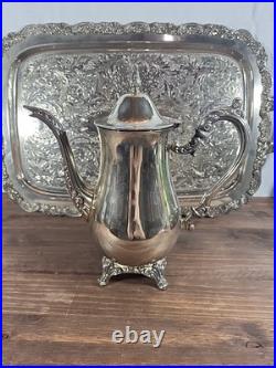 Beautiful Vintage Oneida USA Silver Plate 5-piece Coffee/Tea Service Set with Tray