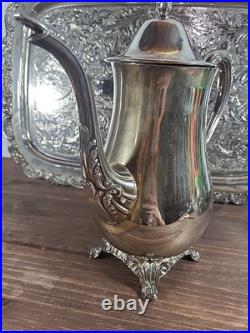 Beautiful Vintage Oneida USA Silver Plate 5-piece Coffee/Tea Service Set with Tray