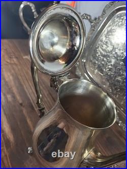 Beautiful Vintage Oneida USA Silver Plate 5-piece Coffee/Tea Service Set with Tray