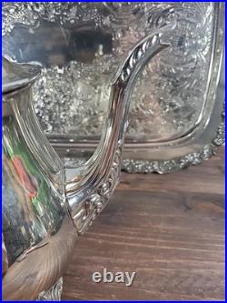 Beautiful Vintage Oneida USA Silver Plate 5-piece Coffee/Tea Service Set with Tray