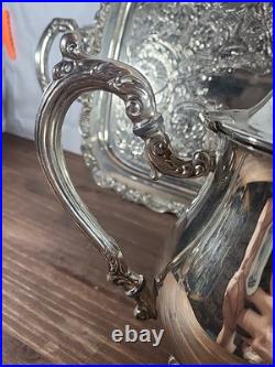 Beautiful Vintage Oneida USA Silver Plate 5-piece Coffee/Tea Service Set with Tray