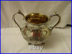 Beautiful Vintage Ornate James Dixon & Sons Epbm Silver Plated 3 Piece Tea Set
