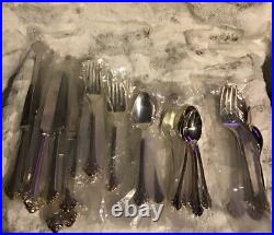 Boston Chippendale by Towle Silver plate Flatware 65 piece set new & Wood Box