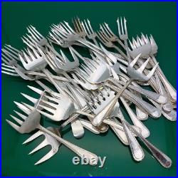 Bulk Lot Of 37 Zigzag Pattern Pickle Meat Sardine Forks Servers Silver Plated