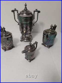 By Reed and Barton Samovar #2688 Four Piece Silver Plate Tea Set By Reed and Barton Samovar #2688 Four Piece Silver Plate Tea Set