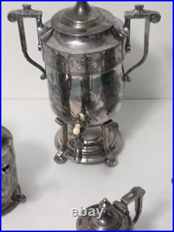 By Reed and Barton Samovar #2688 Four Piece Silver Plate Tea Set