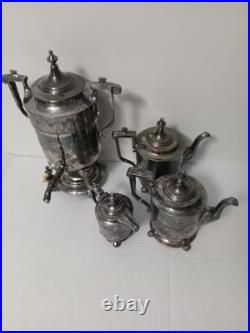 By Reed and Barton Samovar #2688 Four Piece Silver Plate Tea Set