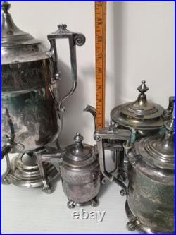 By Reed and Barton Samovar #2688 Four Piece Silver Plate Tea Set