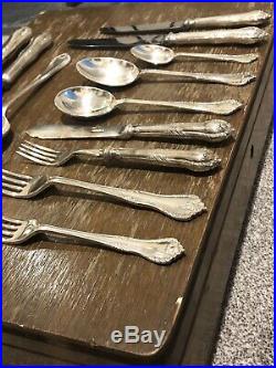 CHIPPENDALE Design MAPPIN & WEBB Silver Service 78 Piece Canteen of Cutlery 1936