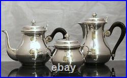 CHRISTOFLE MARLY Tea Service Set Sugar Bowl Creamer 3 pieces Nice Condition
