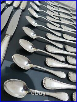 CHRISTOFLE RUBANS Table set 12 Place settings 61 pieces Silverplated Dessert