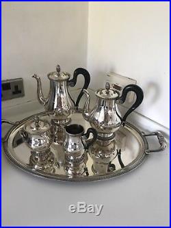 CHRISTOFLE Silver Plate MALMAISON Pattern 5 Piece Tea & Coffee Set