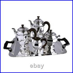 CHRISTOFLE Silver Plate MANSART Pattern 5 Piece Tea & Coffee Set