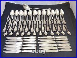 CHRISTOFLE VENDOME Complete Table Dinner set 12 Place settings 49 pieces -Shell