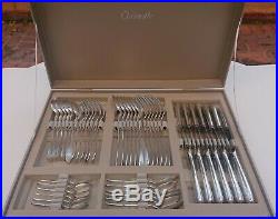 CHRISTOFLE VENDOME SILVERPLATE FLATWARE SET FOR 6, 48 PIECES new in box/chest