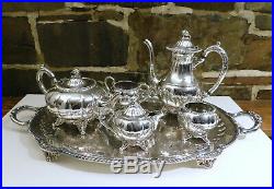 COMPLETE 6 piece SET TEA SERVING English Silver MFG Corp. 925 silver plated, USA