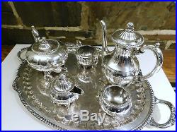 COMPLETE 6 piece SET TEA SERVING English Silver MFG Corp. 925 silver plated, USA
