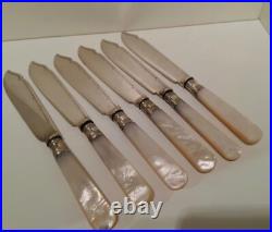 Cased 12 Piece Mother of Pearl Silver Plate Fish Knife & Fork Cutlery Set