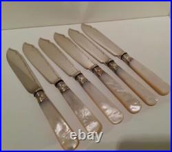 Cased 12 Piece Mother of Pearl Silver Plate Fish Knife & Fork Cutlery Set