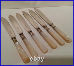 Cased 12 Piece Mother of Pearl Silver Plate Fish Knife & Fork Cutlery Set
