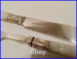 Cased 12 Piece Mother of Pearl Silver Plate Fish Knife & Fork Cutlery Set