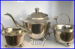 Cased Batchelor Teapot Set For One 3 piece Silver c1920s Sugar Bowl Creamer Jug