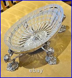 Center-piece 19 Century Silver Plate English & Cut Crystal Top, Great Details