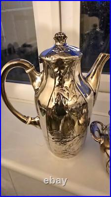 Christofle Art Nouveau 4 piece Tea & Coffee Set'Gallia' 4643 Silver Plated