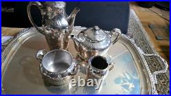 Christofle Art Nouveau 4 piece Tea & Coffee Set'Gallia' 4643 Silver Plated