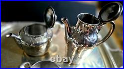 Christofle Art Nouveau 4 piece Tea & Coffee Set'Gallia' 4643 Silver Plated
