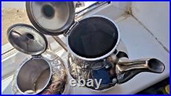 Christofle Art Nouveau 4 piece Tea & Coffee Set'Gallia' 4643 Silver Plated