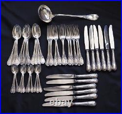 Christofle France'Marly' Flatware Set Silverplated Dinner Cutlery 49 pieces