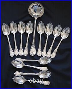 Christofle France'Marly' Flatware Set Silverplated Dinner Cutlery 49 pieces