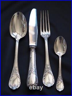 Christofle France'Marly' Flatware Set Silverplated Dinner Cutlery 49 pieces