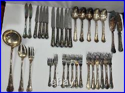 Christofle France flatware louis xv chrysanthemum Silver Plate 34 piece flatware