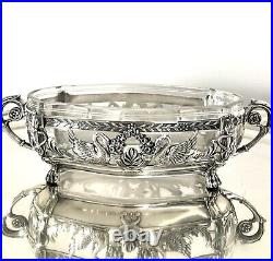 Christofle Gallia Antique Empire Silver Plated/crystal Centre Piece/ Jardiniere