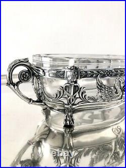 Christofle Gallia Antique Empire Silver Plated/crystal Centre Piece/ Jardiniere