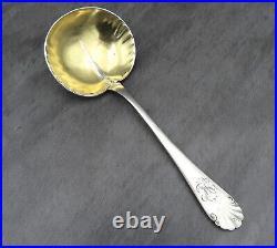 Christofle Gold Silver Plated Strawberry Spoon Waterlily Lily Pad Art Nouveau