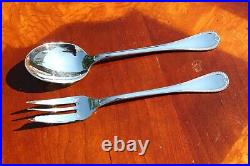 Christofle Malmaison Silver Plated 2-Pieces Spoon and Fork Serving Set