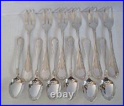 Christofle Paris 12 Piece Oceana Silver Plated Pastry Fork & Spoon Set (SP16)
