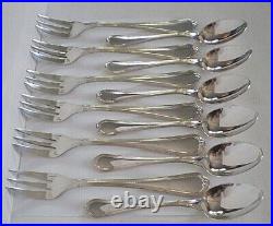 Christofle Paris 12 Piece Oceana Silver Plated Pastry Fork & Spoon Set (SP16)