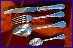 Christofle Rubans Silver Plated 24 Pieces Flatware Set in Six settings