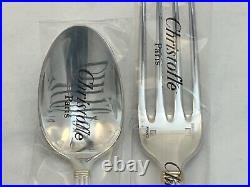 Christofle Silver Plate ARIA WITH GOLD RING 3-PIECE PLACE SETTING NEW