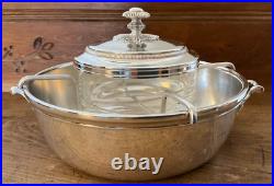 Christofle Silverplate Art Deco Large Caviar Serving Set New Insert Bowl Sleek