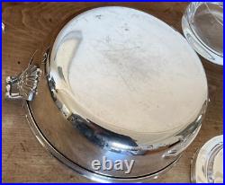 Christofle Silverplate Art Deco Large Caviar Serving Set New Insert Bowl Sleek