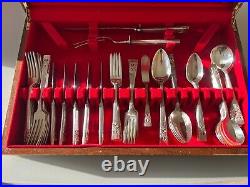 Community Silver Plated Cutlery Set For 12 with Storage Chest 78 pieces