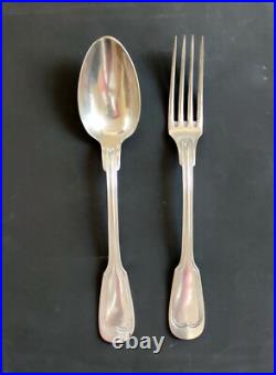 Cutlery Set 12 Pieces 6 Spoons 6 Forks Silver Plate Decorated with Fillets