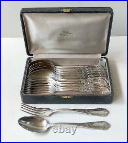 Cutlery Set 12 Pieces 6 Spoons 6 Forks Silver Plate Fresnais Art Nouveau